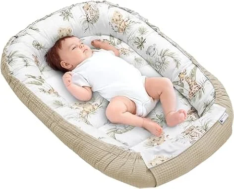 Medi Partners Nido Bebe Recien Nacido Reductor de Cuna - 100x60x15 Portátil o de Viaje de Colecho anticolicos Bilateral Bebés 100% Algodón Gofre (Safari con Gris Gofre)