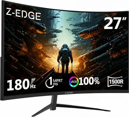 Z-Edge Monitor Gaming Curvo 27 Plugadas FHD 180Hz 1ms VA 1500R FreeSync